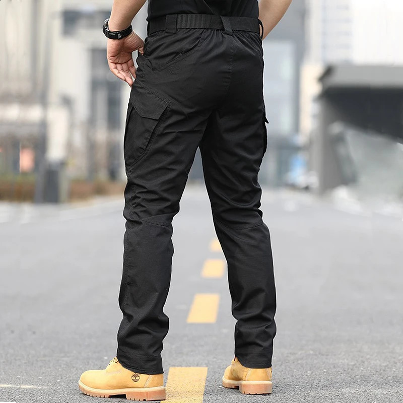 Mens military tactical pants large side pockets abrasion resistant scratch mens outdoor transparent hiking 240808