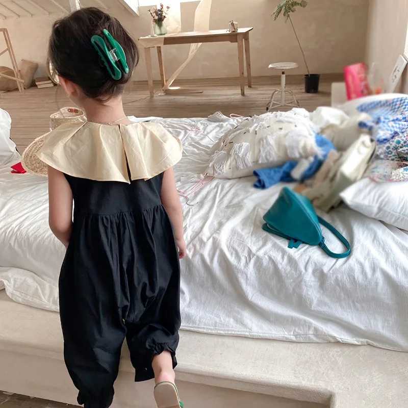 Childrens jumpsuit childrens tight fitting suit jumpsuit full body harem pants detachable jumpsuit sleeveless game suit childrens loose fitting set W2