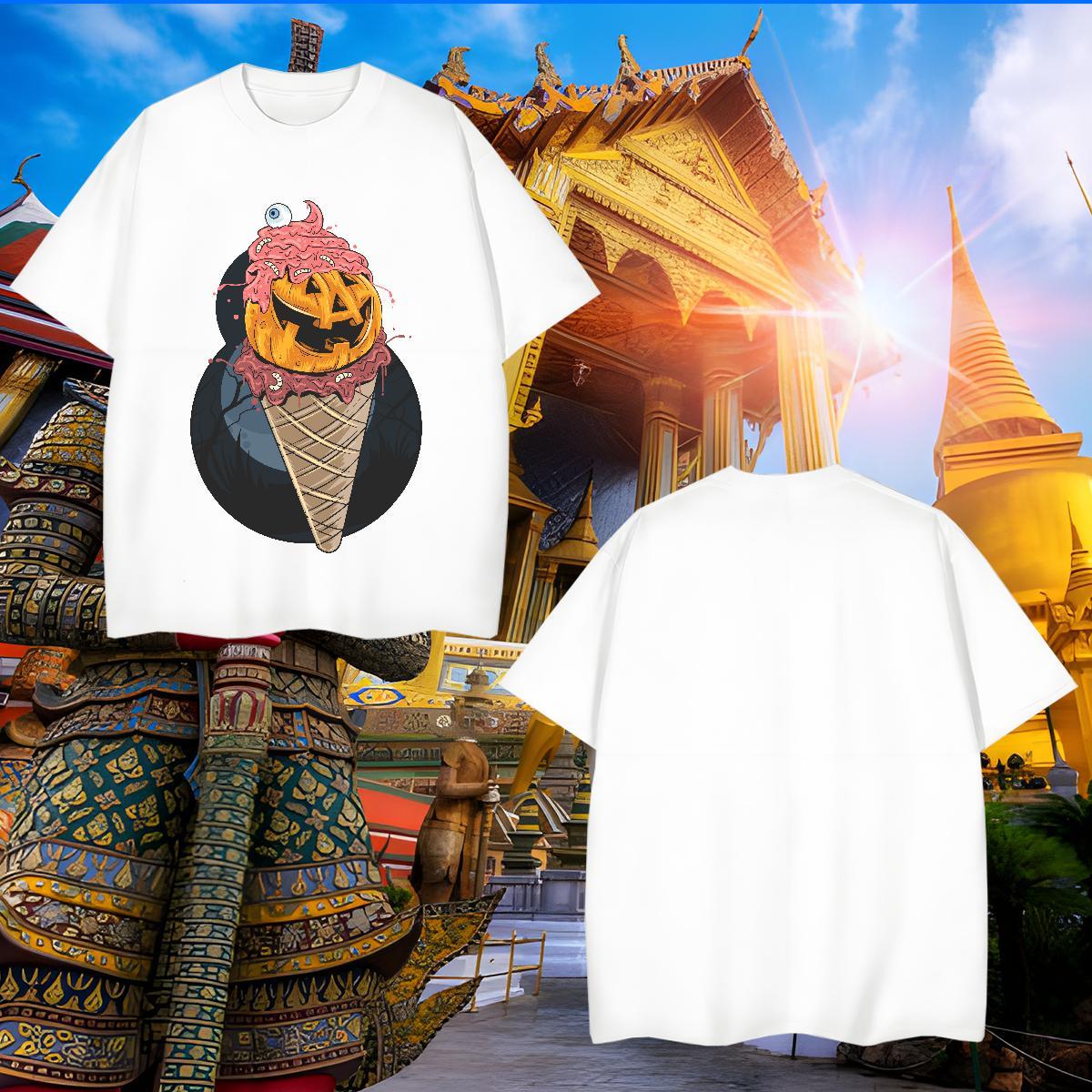 Brand T-Shirts ice-cream Breathable Short Sleeve Daily Wear Custom Big Size 230g Pure Cotton Men Tees New Designer Tshirts