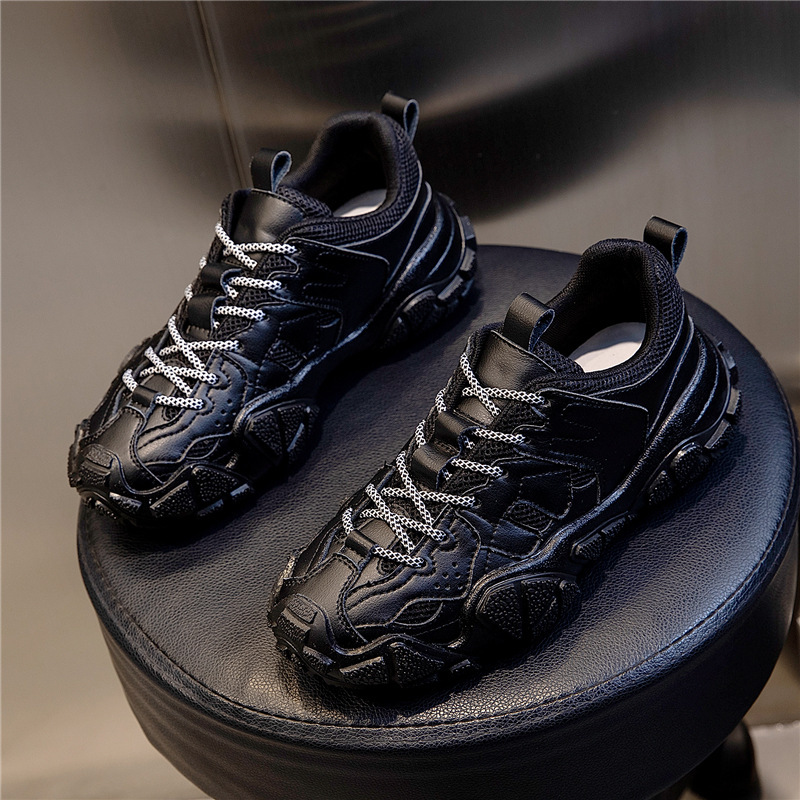 Ddmysports Absorbing Film Genuine Leather Thick Sole Women S Spring New Sports Running Breathable Dad Casual Single Shoes For OUTDOOR