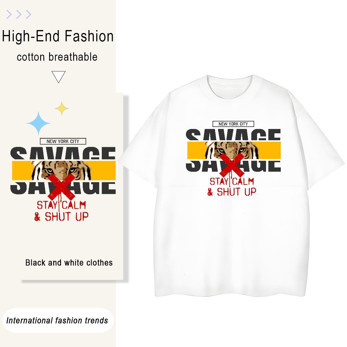 Designer Tshirts tiger Casual 100% Cotton 230g Tees Shirts Breathable Short Sleeve Cool Design T-Shirts DIY Printed