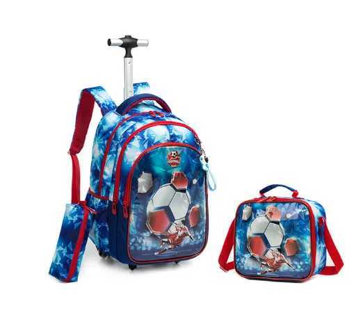 18 Inch School Wheeled Backpack for Boys Girls Travel Rolling Backpack 18 inch School Trolley Bag Set Lunch Bag and Pencil Case Y240820