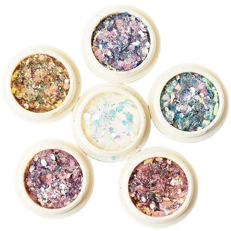 Multi-Box Holographic Nail Glitter Set Gold Bottle DIY Flake FOR Nail Art Dust Hexagon Glitter Powder Mermaid Sequins For Nail #XJ240815