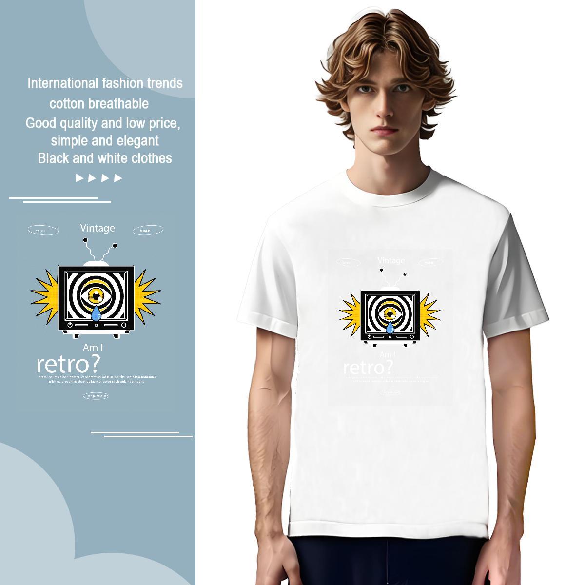 Loose watching 230g 100% Cotton Men Clothes T-Shirt Spring Summer Breathable Crew Neck T Shirts Men Designer Fashion Custom Anime Polos