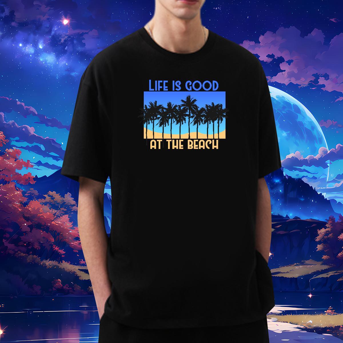 Cool sea 100% Cotton 230g Men Tees Sports Casual Round Neck Short Sleeve T Shirt For Man 2024 Asian Size Polos