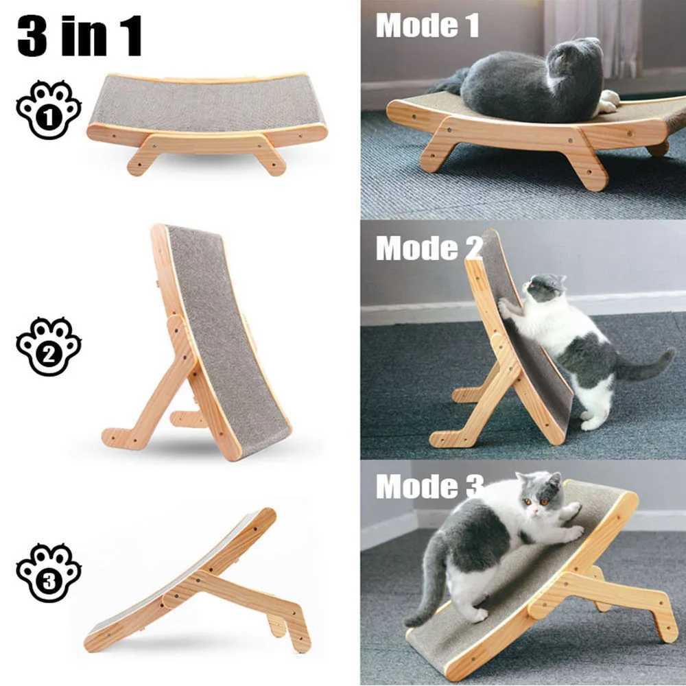 Wooden Cat Scratcher Scraper Detachable Lounge Bed 3 In 1 Scratching Post For Cats Training Grinding Claw Toys Cat Scratch BoardXJ240817