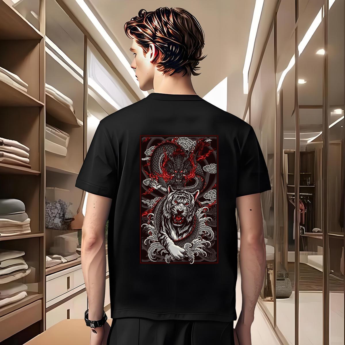 T Shirts Men 230g Pure Cotton ferocity Daily Wear Short Sleeve O-Neck Custom Big Size Men Clothes T-Shirt New High Quality Tops
