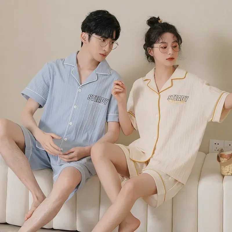 Nighttime New Knitted Pajamas Summer Set Womens Couples Pajamas Home Cotton Cardinals Sweaters Mens Casual PajamasW240719