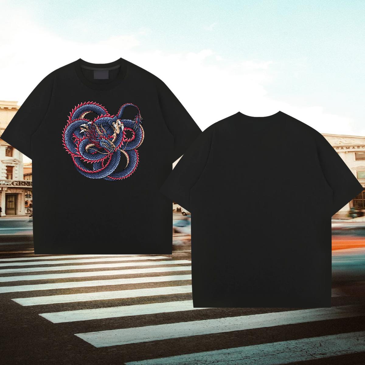 Loose Men Clothes T-Shirt Hip Hop 230g Cotton Custom Printed Short Sleeve Soft dragon Man T Shirts Designer Tees