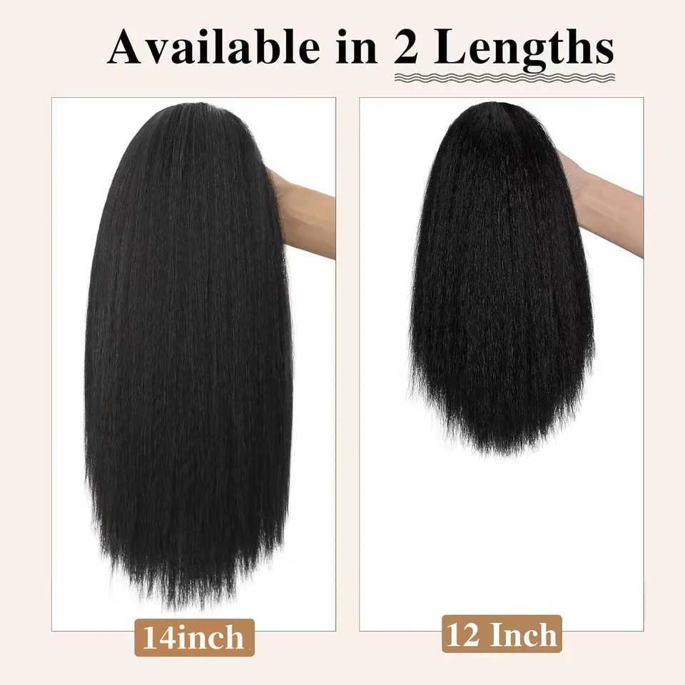 Synthetic Wig Natural Fluffy Black Yaki Grasps Womens Ponytails W240817