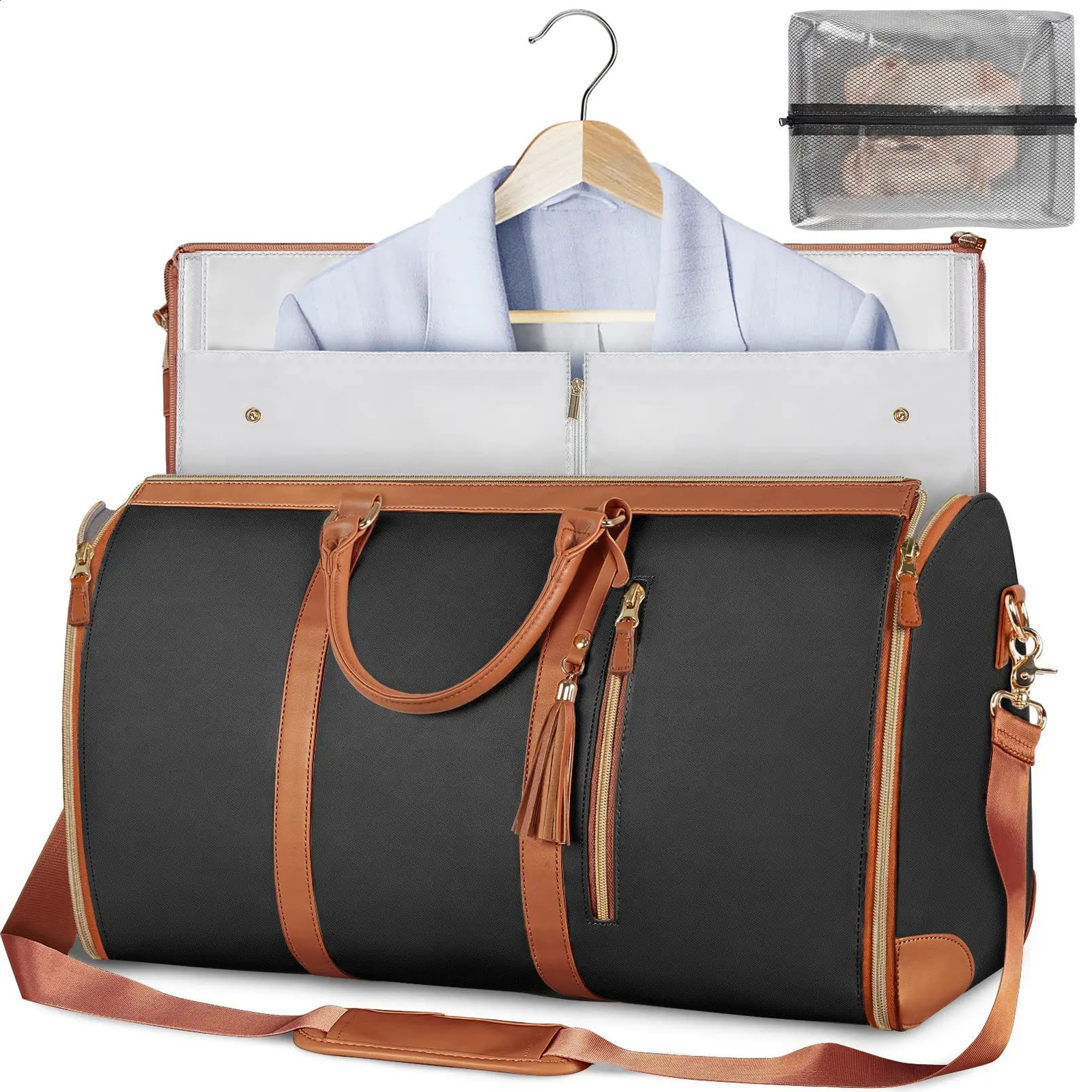 36-55L PU Folding Suit Bag Large Capacity Handheld Luggage Bag for Man Women Multifunctional Portable Handbags 240819
