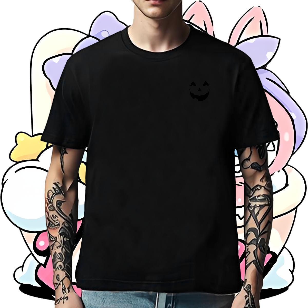 Classic Casual Mens Tshirts monster Sports Casual 230g Pure Cotton Clothes O Neck Short Sleeves Brand T-Shirts for Men Black White