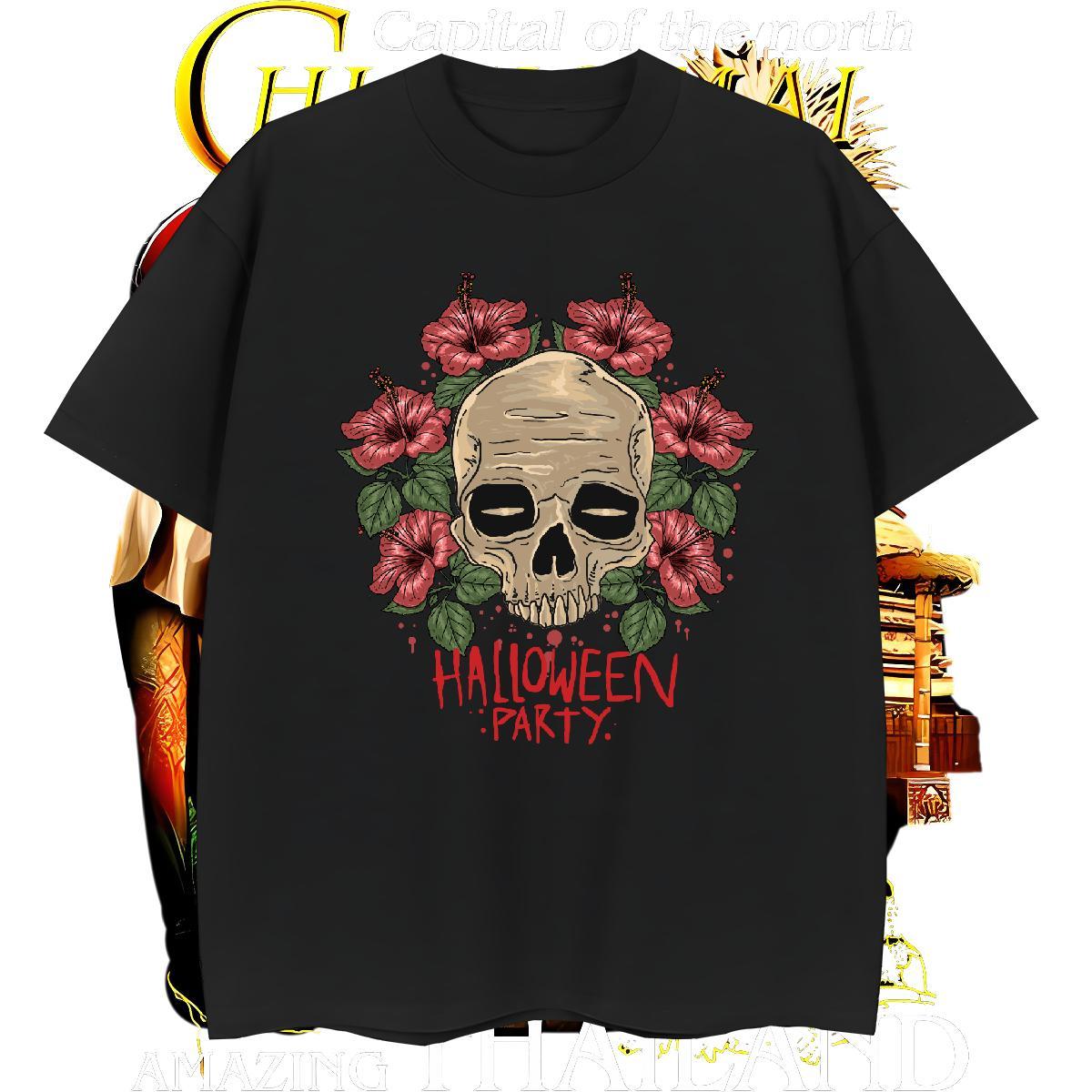Soft T-Shirts for Men skull Breathable Short Sleeve Spring Summer Graphic 100% Cotton 230g Men Clothes T-Shirt 2024 Designer Top Tees