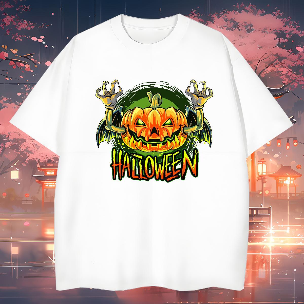 Man T Shirts 230g Pure Cotton halloween Beach Breathable Crew Neck Custom Cartoon Men Tops Tees New Designer Loose Tops Shirt