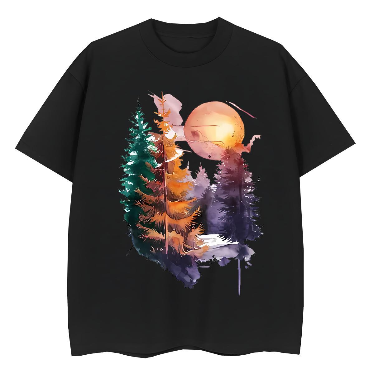 Factory Direct Couples T Shirts tree Summer Casual 230g Cotton Tees Shirts Pure Cotton High Quality Man T Shirts Customized Print