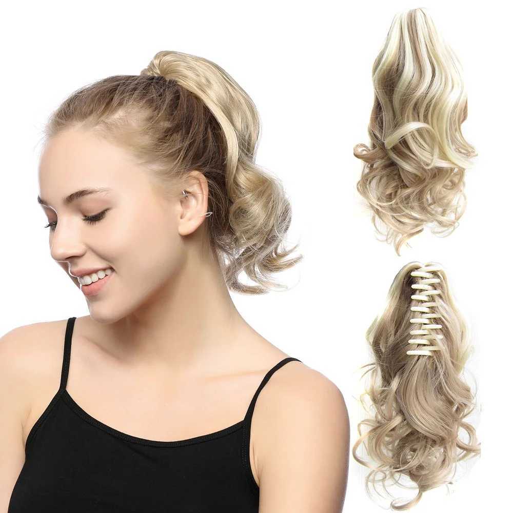 Jeedou synthetic shortwave ponytail hair extension claw ponytail brown black womens hair W240817