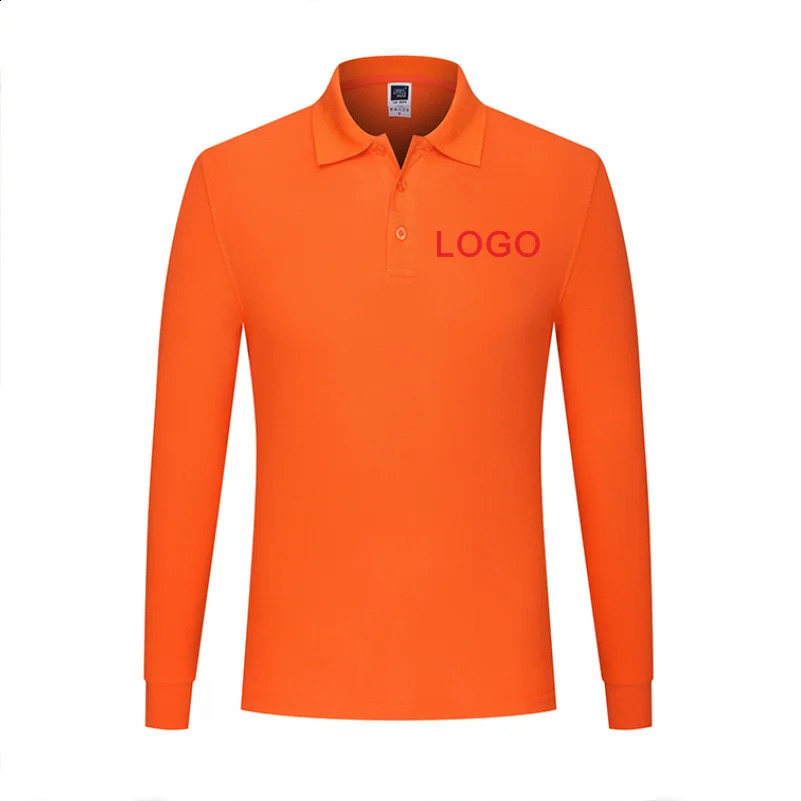 Autumn health cotton long-sleeved polo shirt personal company group uniform custom printing n po 240820
