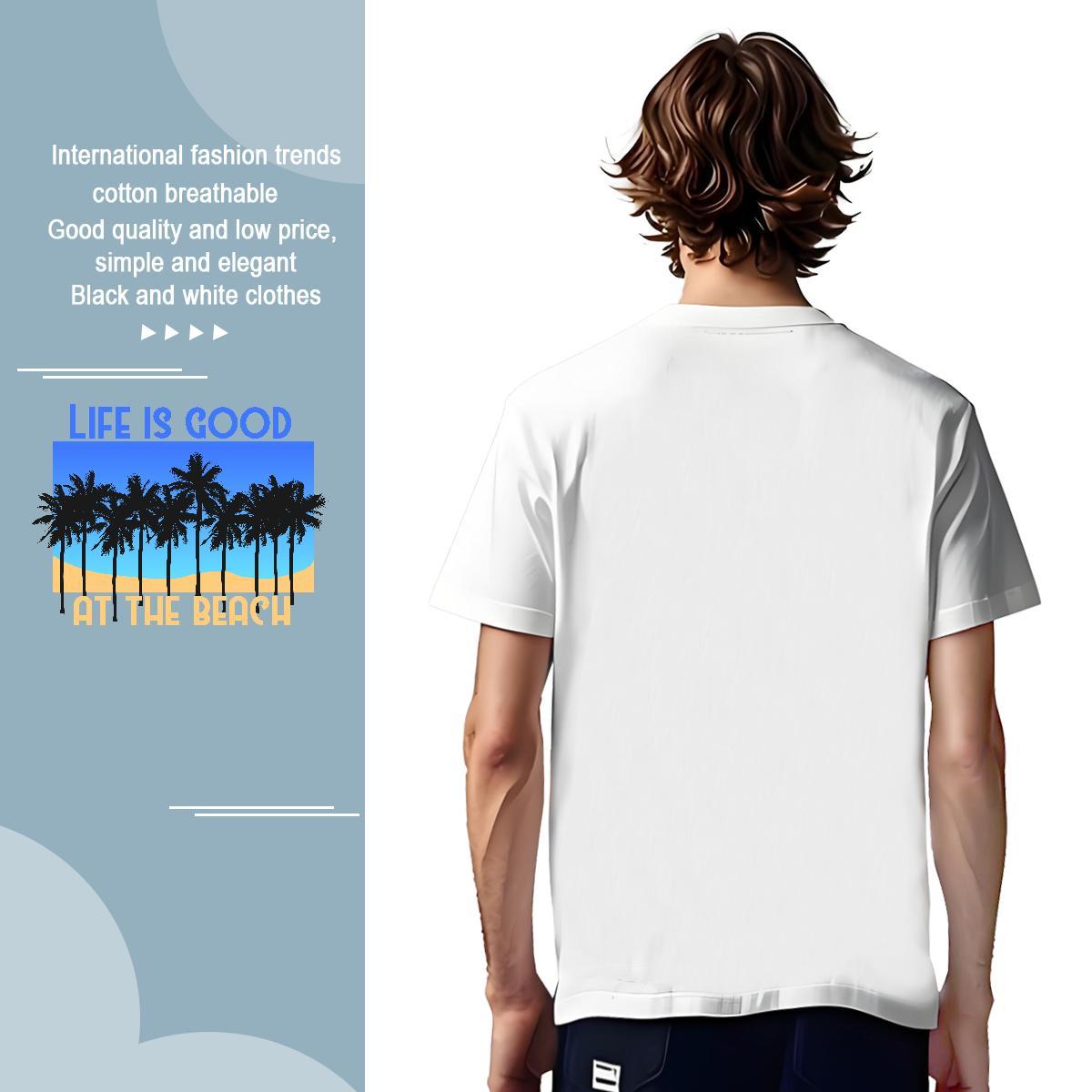 TOP Quality beach 100% Cotton 230g Men Tees Summer Casual Breathable Crew Neck T Shirt For Man Customized Oversized 3XL 4XL Tee Shirt