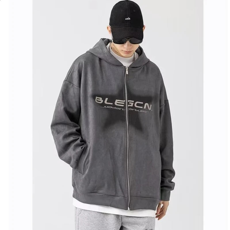 Spring Y2k American Printed Hoodie Jacket Mens Fashion Street Hip-hop Loose Unisex Cardigan Zipper Hooded Coat Oversize 2024 240819