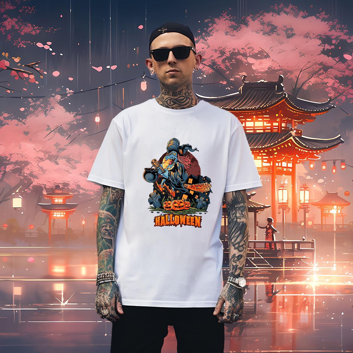 Soft Men T Shirts pumpkin Breathable Beach DIY Logo Oversized 230g Pure Cotton Mens Tshirts Brand Clothings