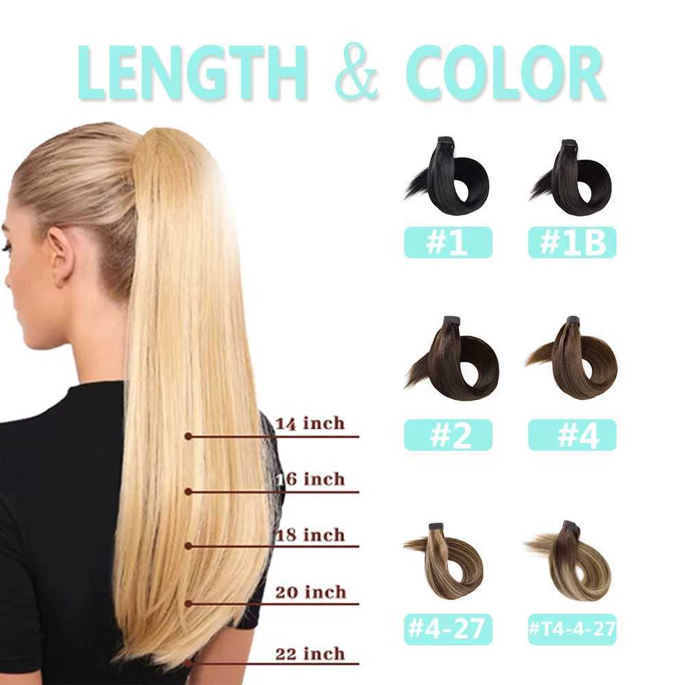 Ponytail human hair natural human hair extension real human hair female fake tail smooth human natural ponytail W240817