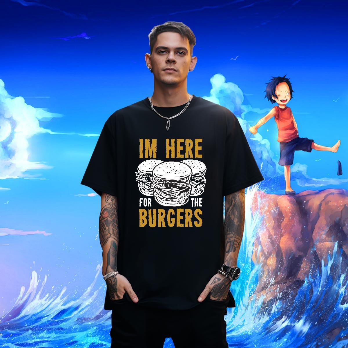 Unisex Tshirts Casual Daily Wear 230g Cotton Custom Print Plus Size Breathable hamburger T-Shirts for Men Fashion Design Clothings