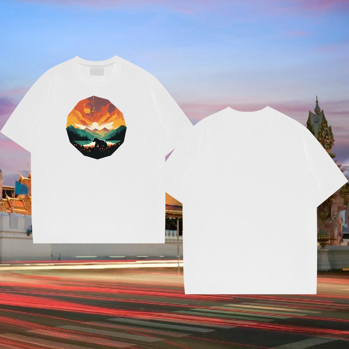 Wholesale Men Tops Tees bear Street wear Hip Hop 230g Pure Cotton Top Tees O Neck Short Sleeves Cool Design T Shirt For Man DIY Anime