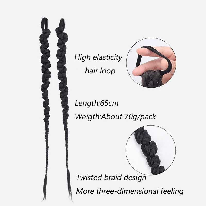 Wigsin synthetic wig womens long ponytail boxing twisted long braid sweet cool girl hot girl hair W240817