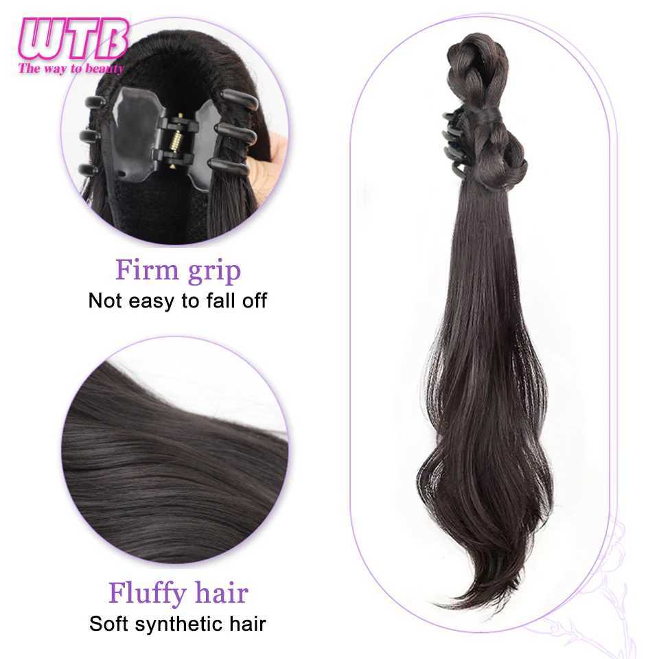 Synthetic wig side ponytail claw clip ponytail natural simulated hair for women slightly curled fake braid suitable for daily wear W240817