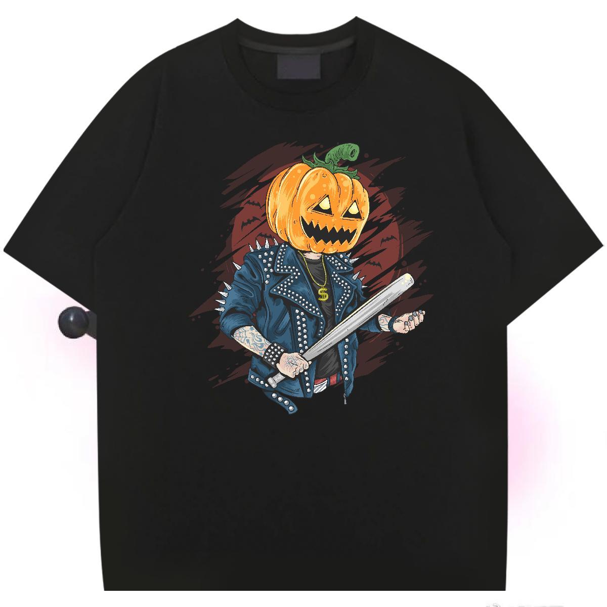 2024 Designer pumpkin Tshirt for Man Woman 230g Pure Cotton T Shirts Men Cartoon Printing L-4XL Street Casual O Neck Short Sleeves Unisex Clothings