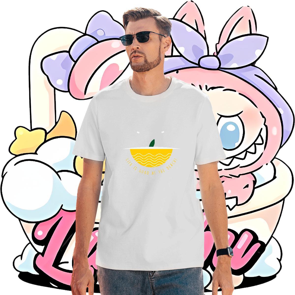 Cool Men Tees Casual Daily Wear 230g Pure Cotton Plus Size Custom Breathable Crew Neck wave T-Shirts Free Shipping Tops Shirt