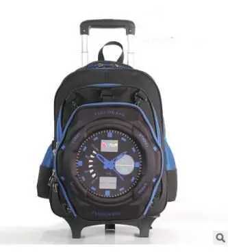 3D Children Travel Luggage Backpack on wheels Boys trolley School Backpack with wheels Kids wheeled Rolling Bags for school Y240820