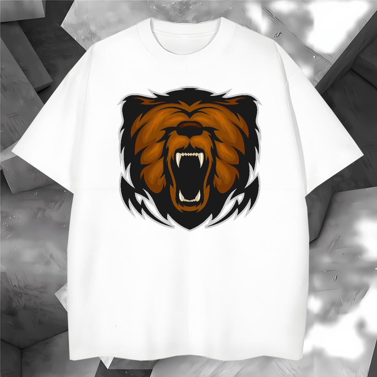 Loose Fit Man T Shirts lion Breathable Short Sleeve Hip Hop Custom Printing 230g Cotton Men Clothes T-Shirt Brand Tees Shirts
