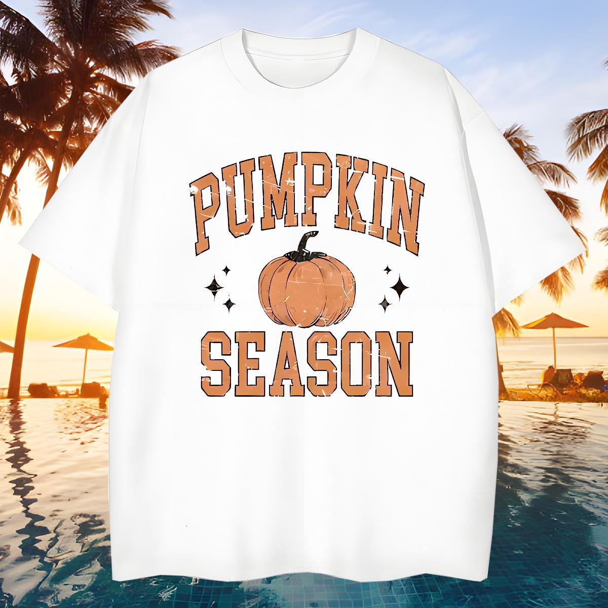 Wholesale T Shirts Men pumpkin O-Neck Short Sleeve Street wear Hip Hop Floral Print 100% Cotton 230g Tshirts Brand Clothings