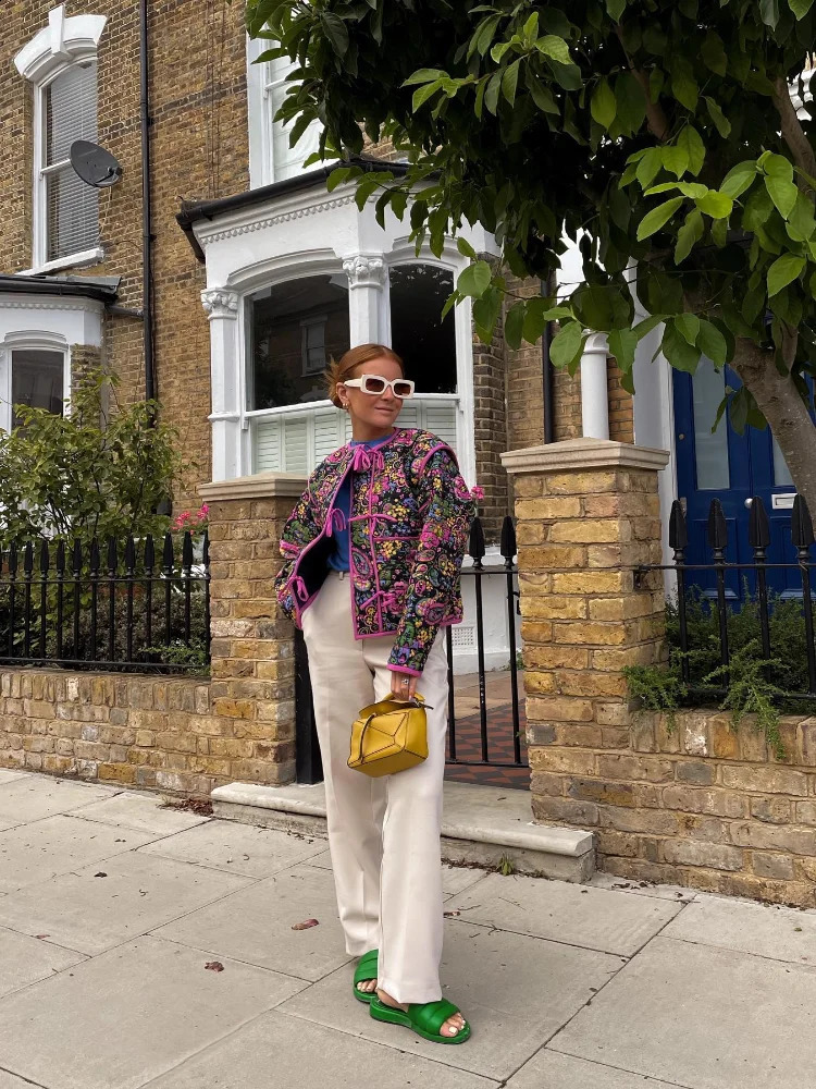 Fashion Women Floral Print Lace Up Cotton Coat Lady Chic Long Sleeved O-neck Pockets Quilted Jacket Autumn Female Warm Outerwear 240819