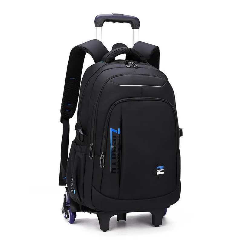 with 2/6 Wheels Junior High School Rolling Backpacks for Boys Wheeled Bag Trolley School Bags Travel Luggage Kids Bookbag mochil Y240820