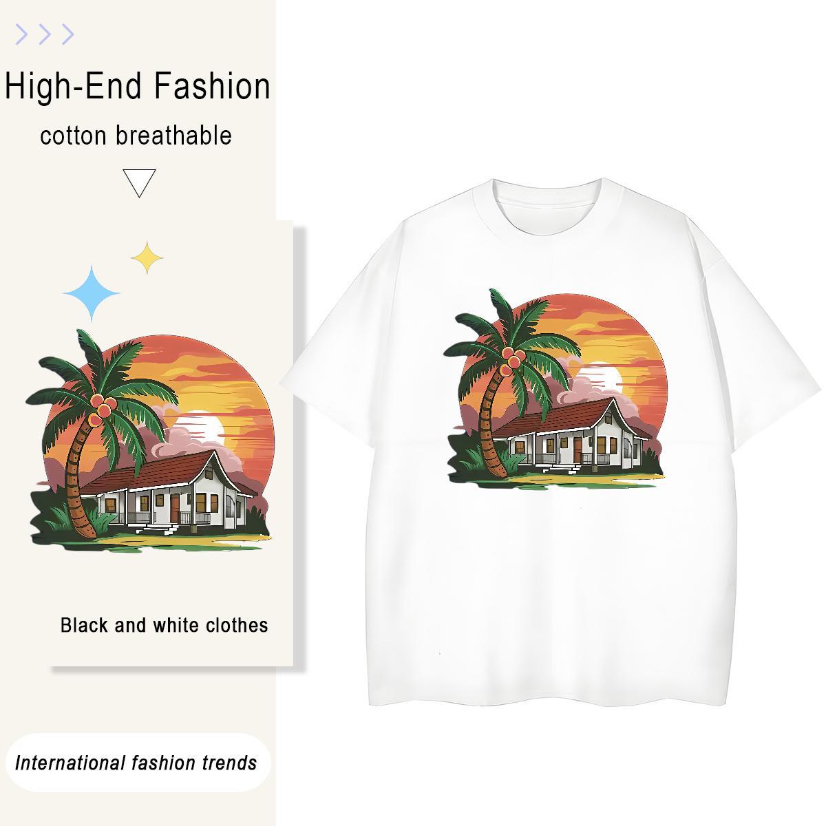 2024 New Tshirts tree Summer Casual 230g 100% Cotton Tops Shirt Breathable Crew Neck High Quality Mens T Shirts Custom Printing