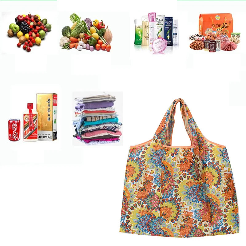 Versatile Folding Shopping Bag Large Capacity Travel Tote Fashion Reusable Grocery 241203