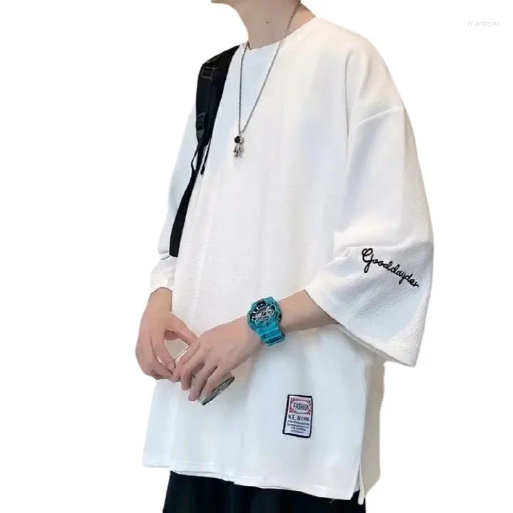 Men's T Shirts 2024 Embroidery Half Sleeve T-shirt Trendy Brand Loose Fit Round Neck Summer Short