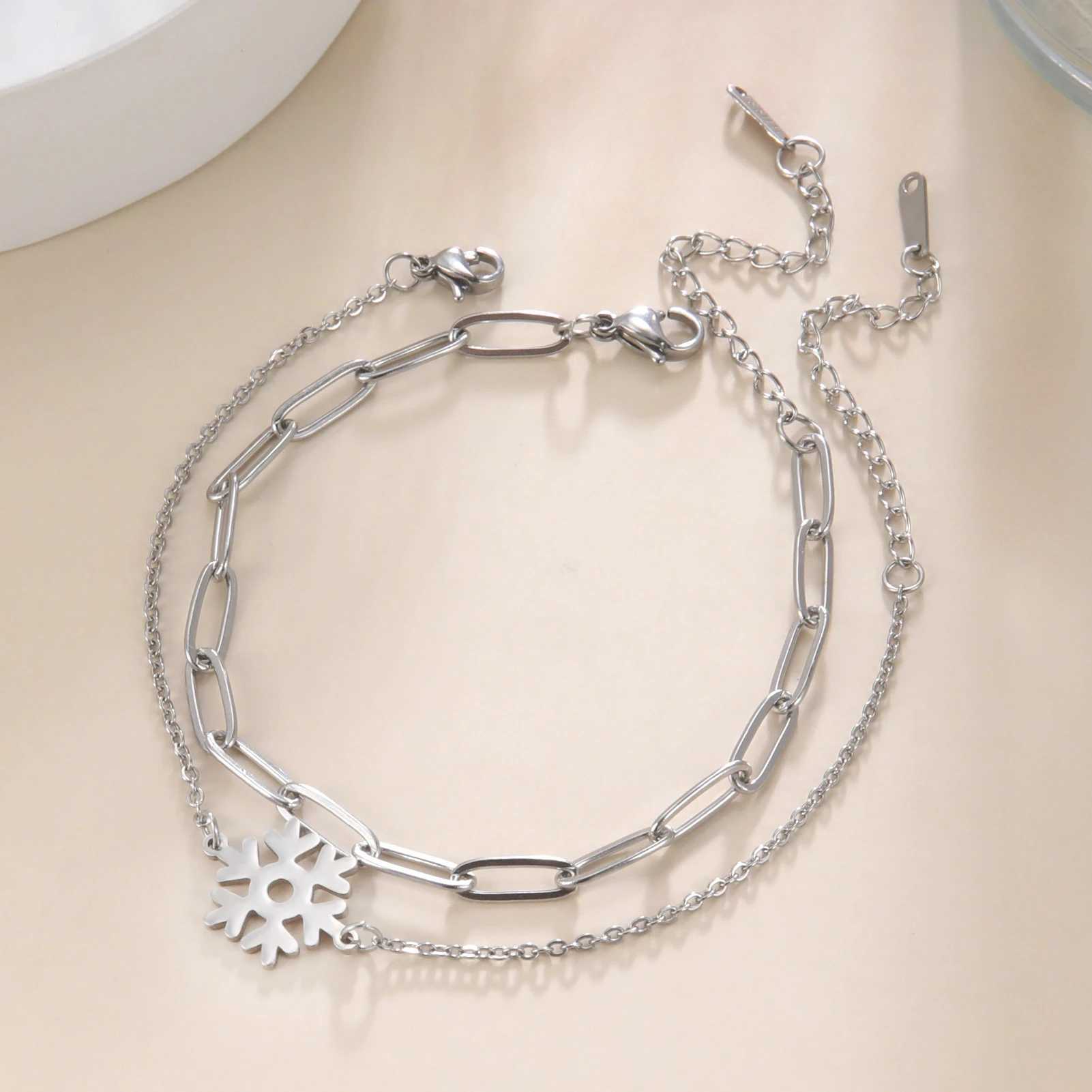 Kkjoy Stainless Steel Gold Colored Lotus Circle Snowflake Angel Moon Pendant Necklace Womens Jewelry Gift W240815