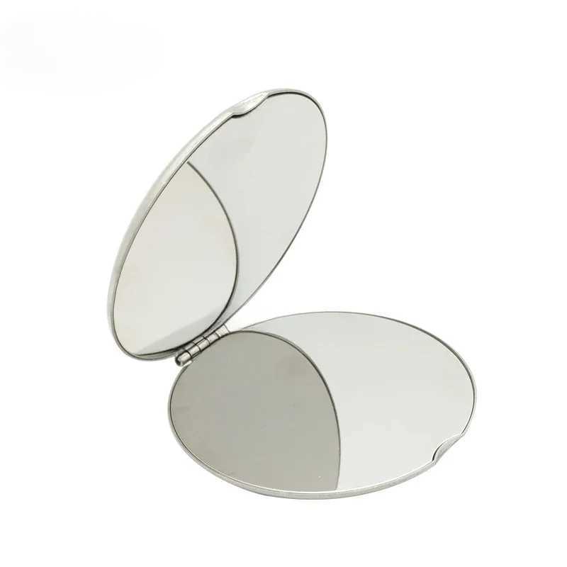 1pc Portable Women Stainless Steel Makeup Mirror Hand Pocket Folded-Side Cosmetic Make Up Mirror Small Various Shapes Y240819