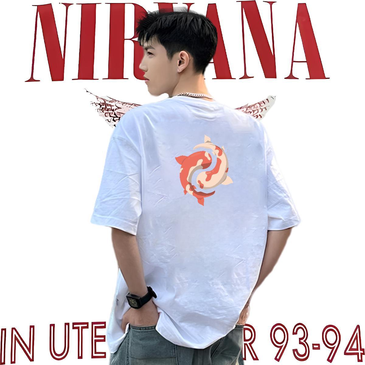2024 DIY Men Clothes T-Shirt fish Beach 100% Cotton 230g Clothings Breathable Crew Neck Popular Mens T Shirts Plus Size Cartoon