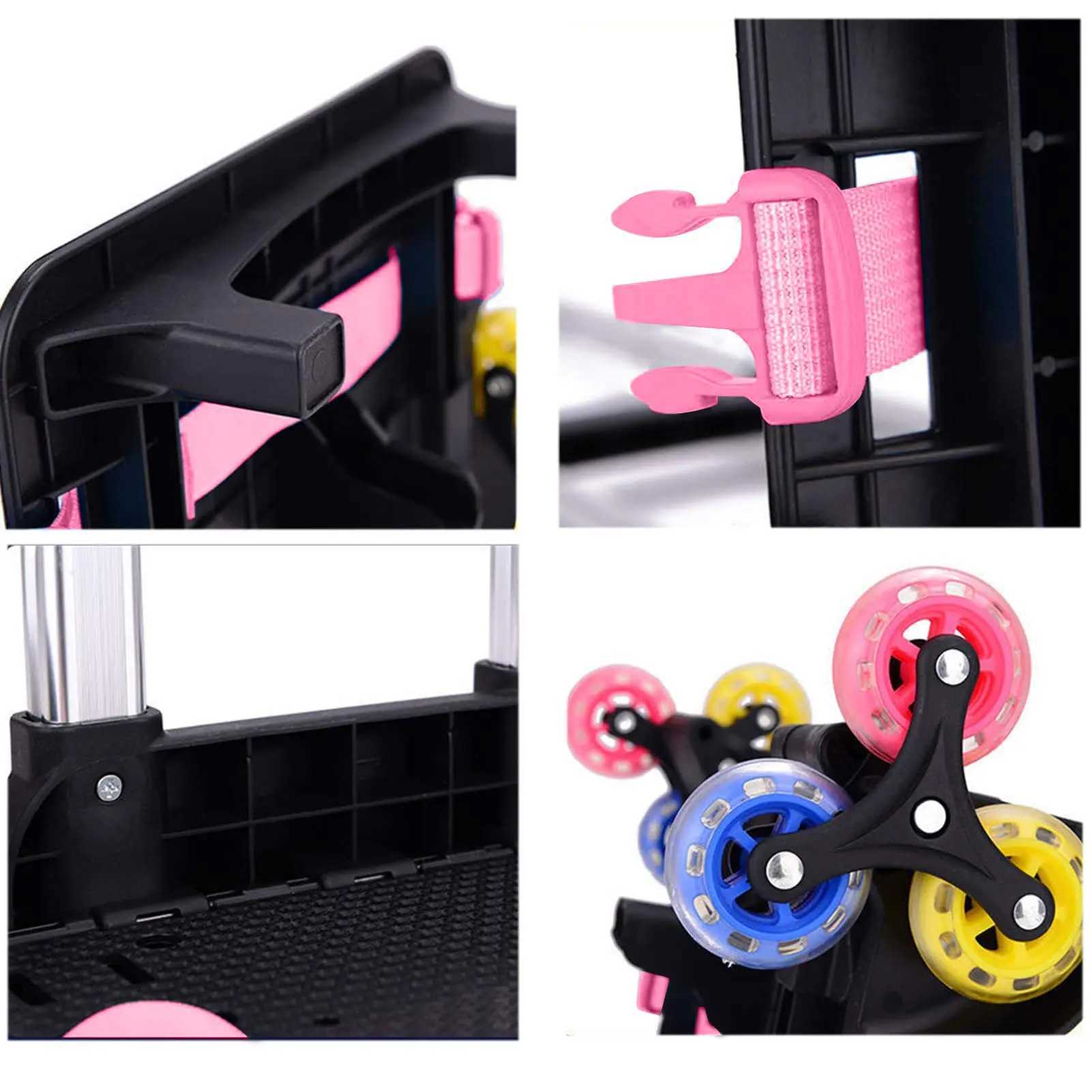 Backpack Trolley Wheeled Trolley Aluminium Alloy Foldable Hand Cart 6 Wheels Rolling Luggage Carts for Kids School Y240820