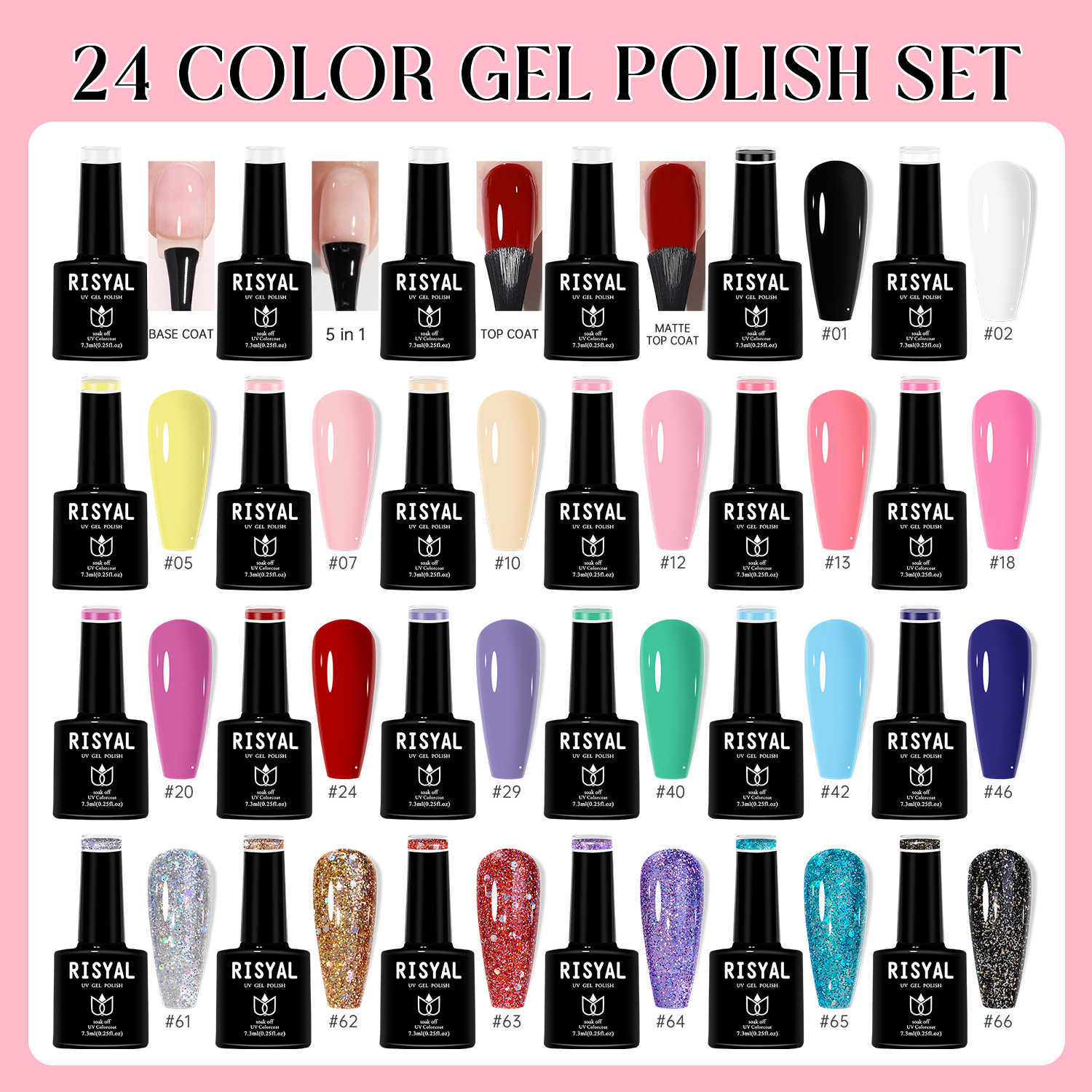 Nail Gel nail polish adhesive set 24 pieces Armor oil color Base Seal functional New phototherapy Q240819