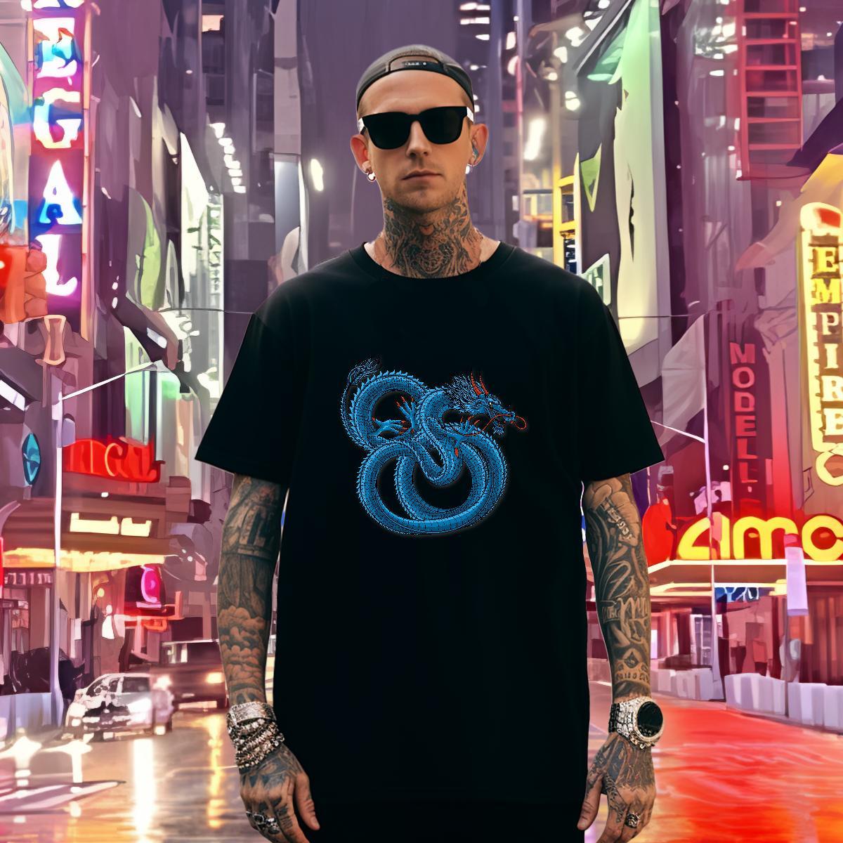 Mens T Shirts 100% Cotton 230g dragon Casual Pure Cotton Custom Big Size Men Tshirts 2024 Designer Popular Tees
