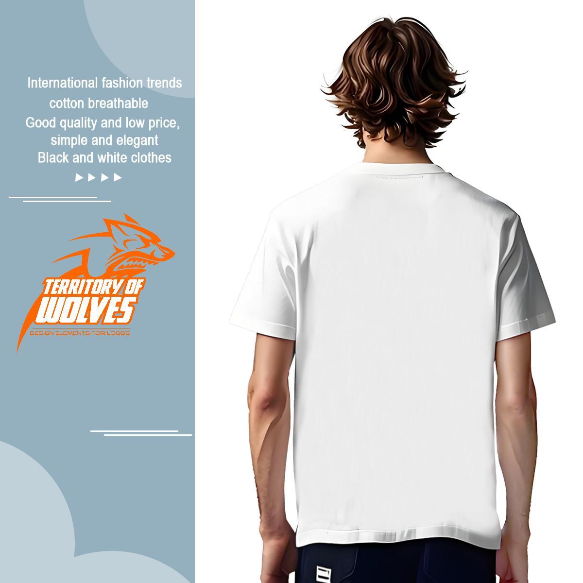 Unisex Men T Shirts wolf Breathable Spring Summer Asian Size 230g Pure Cotton Tshirts Classic Casual Top Tees