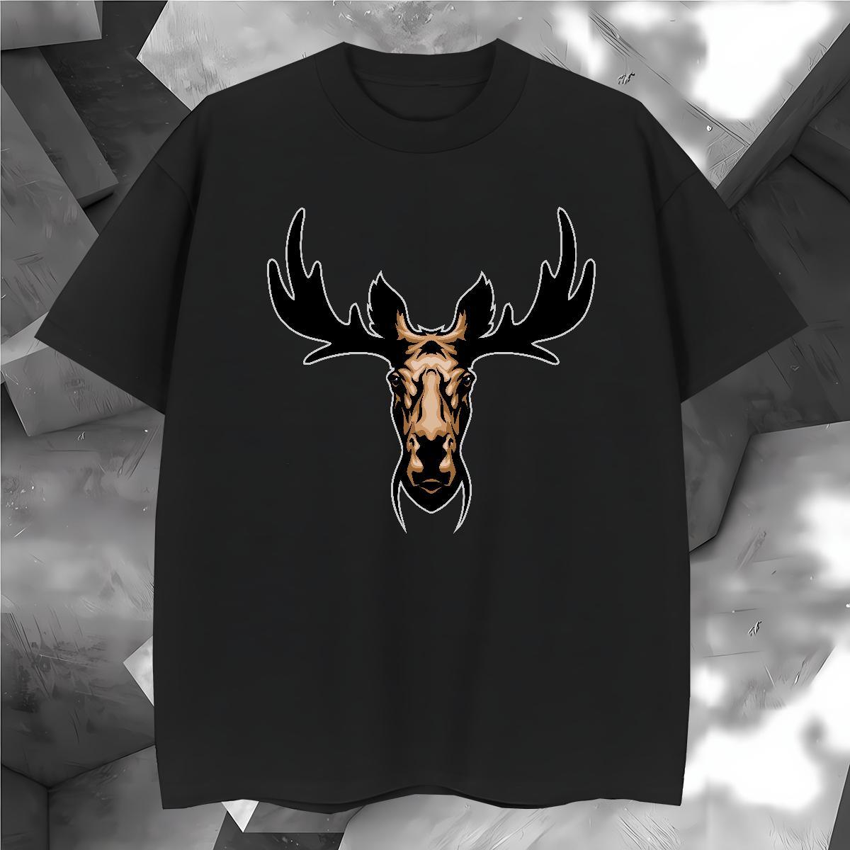 Loose Fit deer T Shirt For Man Spring Summer Mens Tshirts 230g 100% Cotton 2024 Pure Cotton Custom Printed Tee Shirt