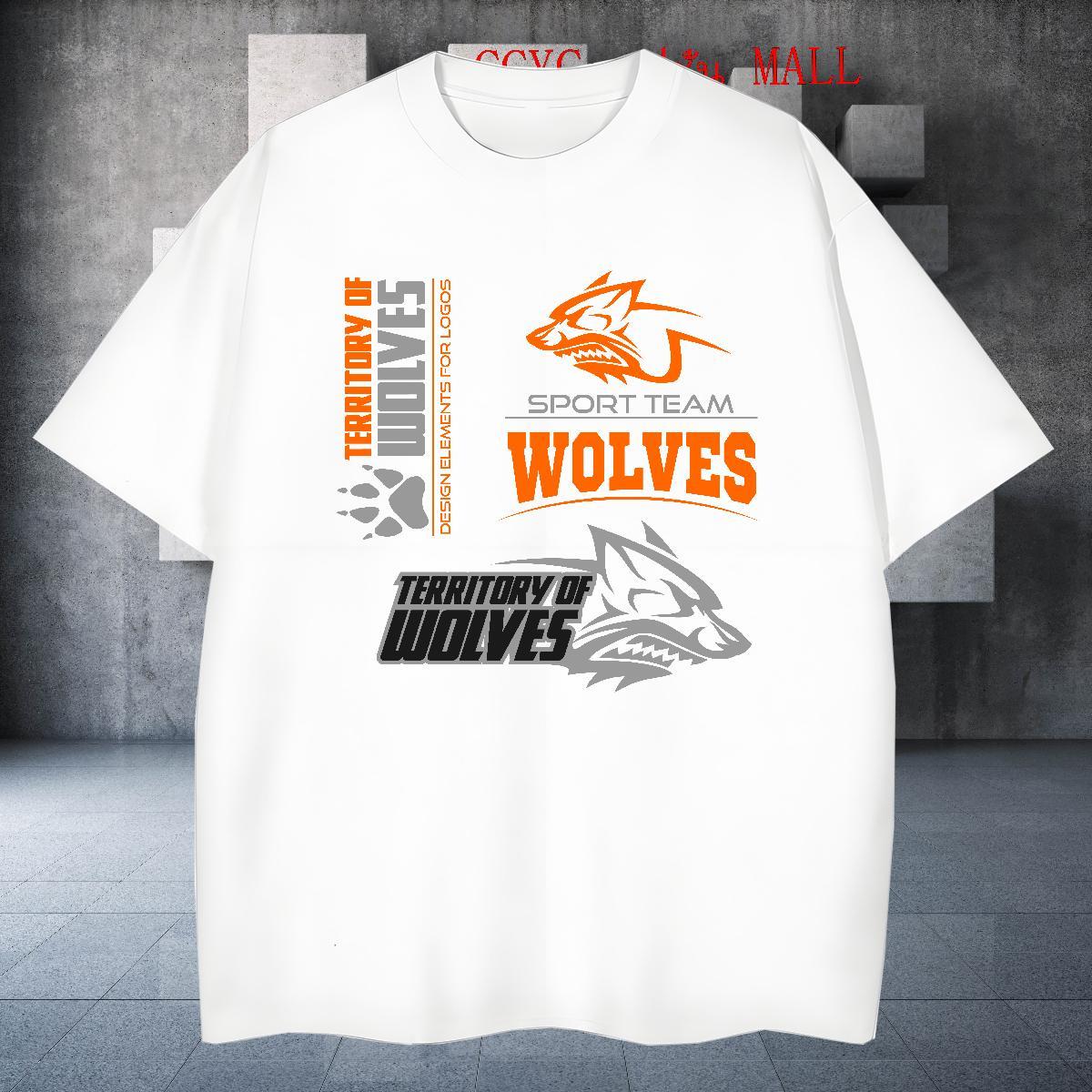 Designer Tshirts wolf Spring Summer 100% Cotton 230g Tees O-Neck Short Sleeve Classic T-Shirts for Men Oversized