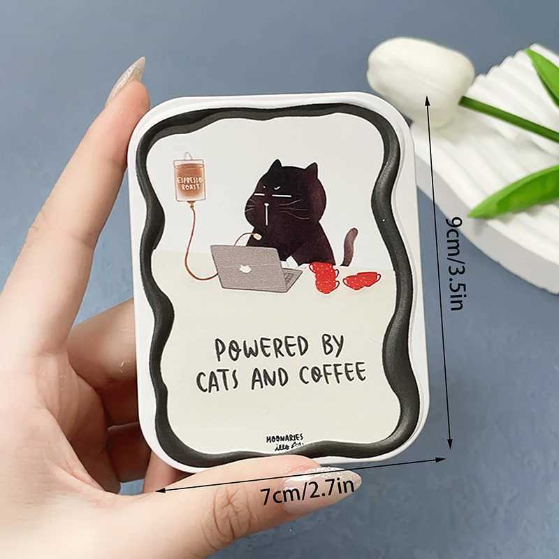 1PC Cartoon Cat Pattern Flip-Top Folding Makeup Mirror Portable Pocket Mirror Rectangle Cosmetic Mirror With Comb For Women Girl Y240819