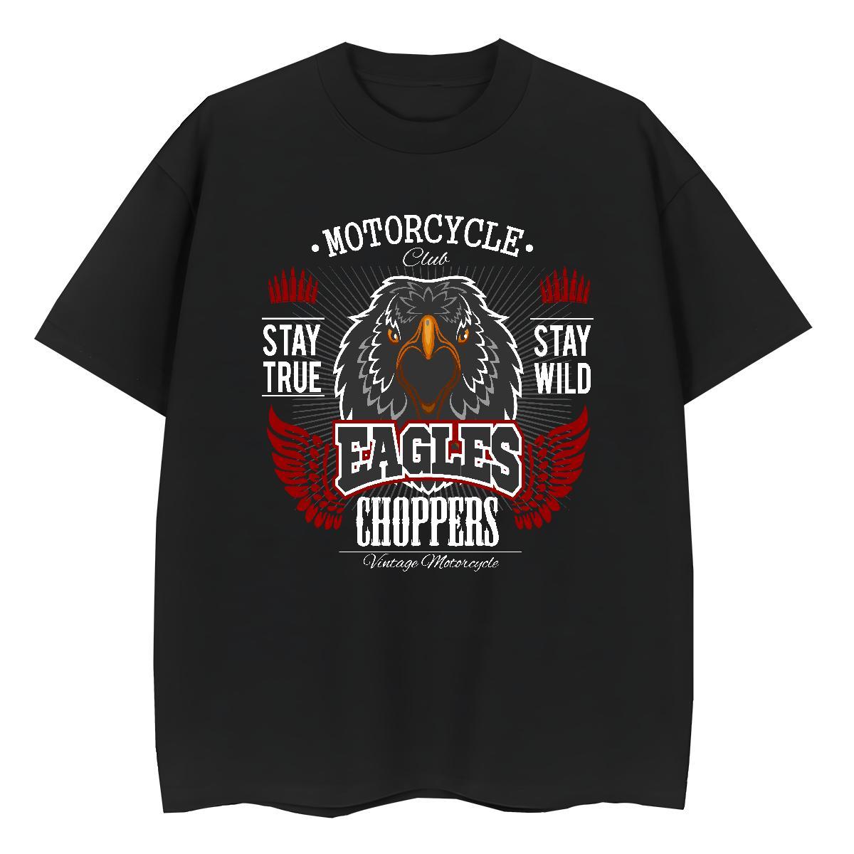 T-Shirts 230g Cotton eagle Hip Hop Street Crew Neck Custom Big Size Tshirt for Man Woman 2024 Summer Cool Design Tops